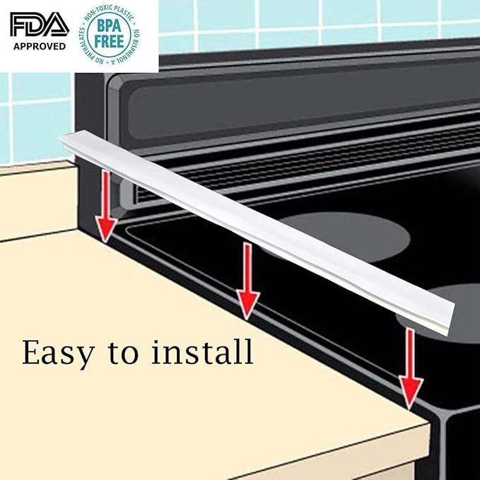Silicone Gap Cover, (2 Pack) Silicone Gap Stopper Kitchen Stove Counter Gap Covers - Flexible Stove Space Fillers, Food Grade (21inches, White)