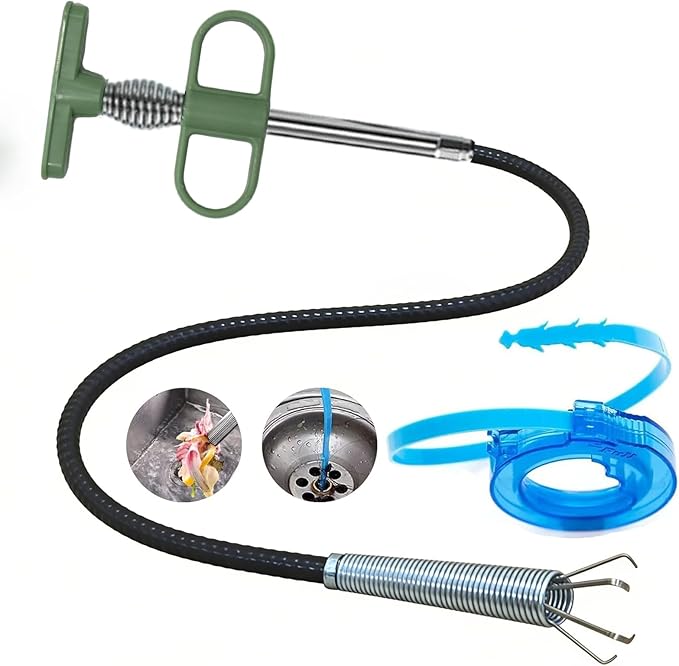 35" Flexible Drain Snake Grabber Tool, Upgraded Hair Clog Remover for Sink, Shower & Bathtub, Easy Reach Plumbing Weasel