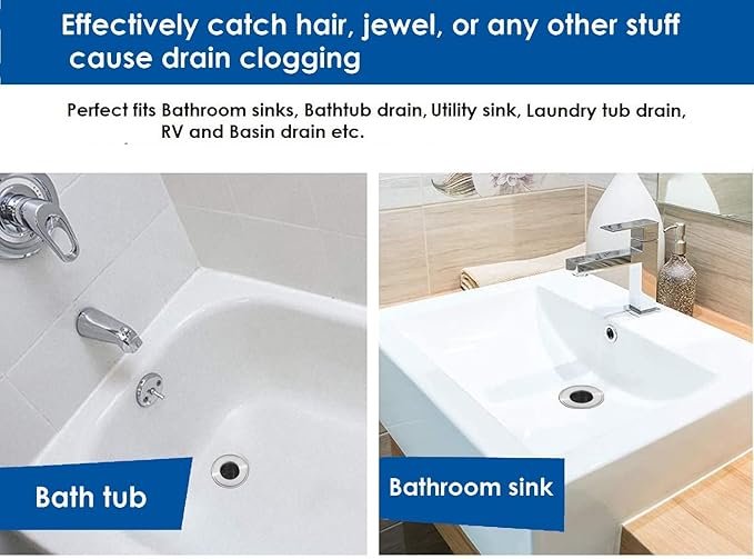 Bathtub Drain Strainer, Bathtub Cover Drain Hair Catcher Fits Standard 1.35"-1.5" Openings and Depth More Than 1.1" for Bathroom Sink and Bathtub(3-Pack)