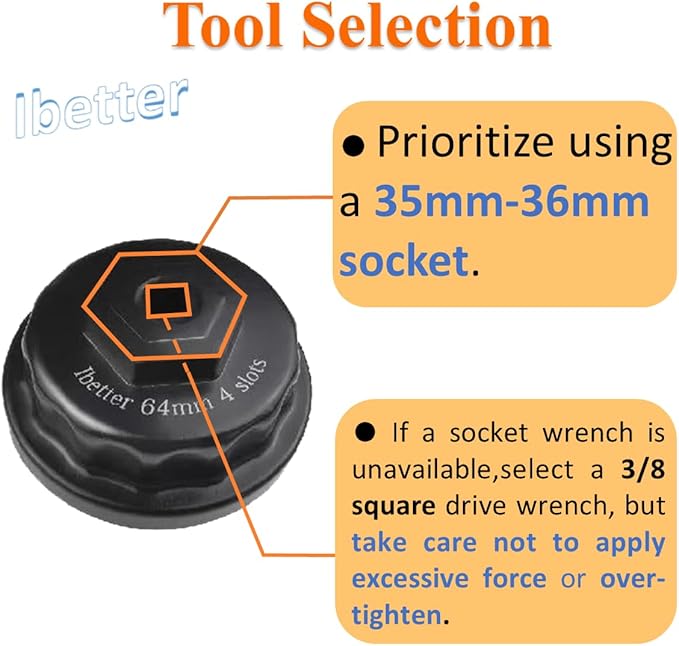 Heavy Duty Oil Filter Wrench for Toyota,Lexus,RAV4,Camry,Tundra,Highlander,Sienna,Cruiser,Venza-Filter Cap Removal Socket Tool for 2.5-5.7L Engines with 64mm Cartridge Style Oil Filter Housings