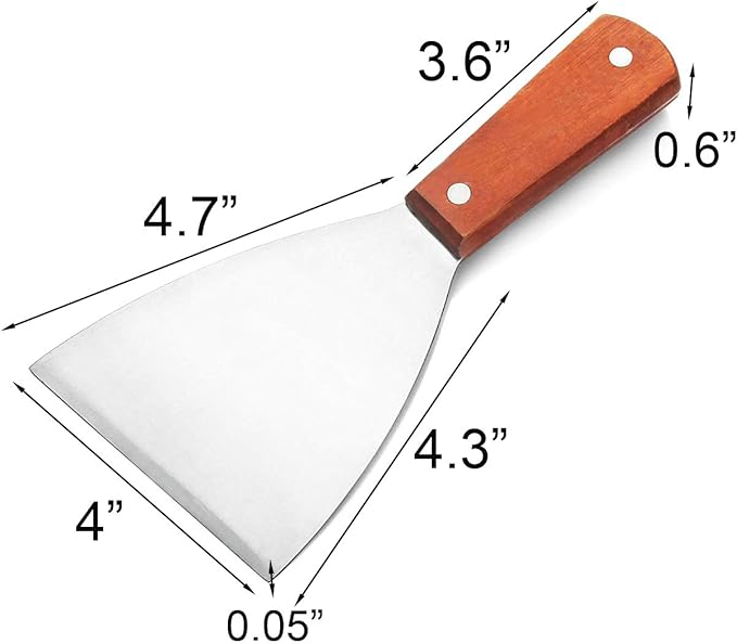 2PCS Stainless Steel Slant Grill Griddle Spatula Scraper Diner Flat Straight Blade