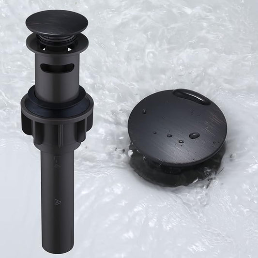 WOWOW Bathroom Pop Up Drain Stopper - Oil Rubbed Bronze Vessel Sink Drain With Overflow for Bathroom and RV