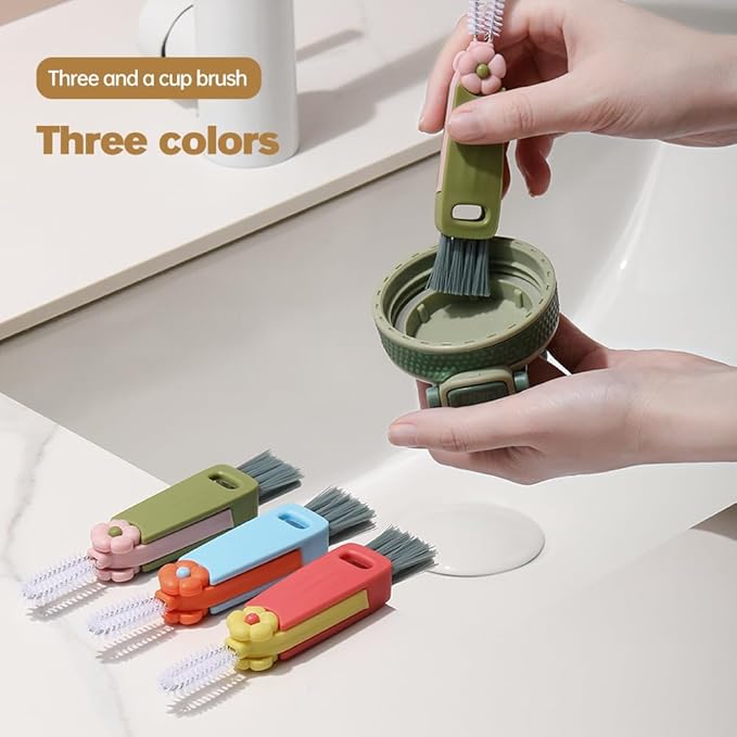 3 in 1 Cup Lid Cleaning Brush, Multifunctional Crevice Portable Cup Lid Cleaning Brush for Bottle Gap Tight Spaces Cup, Crevice Clean Brush for All Type Bottle (6PCS)