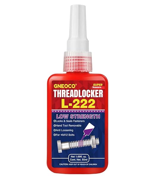 ThreadLocker Purple, Thread Lock Low Strength Lock Tight for Nuts, Bolts, Fasteners and Metals, Anaerobic Curing Metal Glue to Prevent Loosening and Corrosion (L222-50ml)