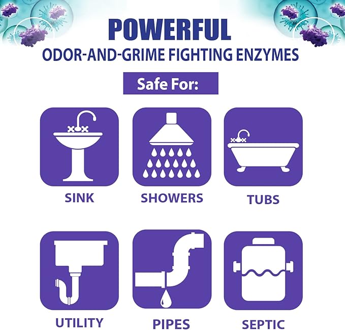 SANI 360° Sani Sticks Drain Cleaner and Deodorizer, Enzyme Pipe Cleaners, Eliminate Odors, Prevent Clogged Drains, Safe for Sinks, Bathtub Drains, Septic Tanks, 24 Count, Pine Scent