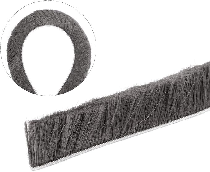 uxcell Brush Weather Stripping, Adhesive Felt Door Seal Strip Weatherstrip Door Sweep Brush for Door Window 197Inch l x 0.9 Inch W (5000mm x 23mm) Gray