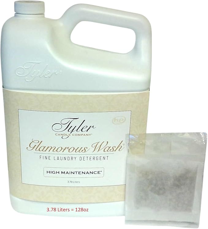 TYLER Glamour Wash Laundry Detergent High Maintenance, 128 Fluid Ounce/with Dryer Sachet Single Pouch L