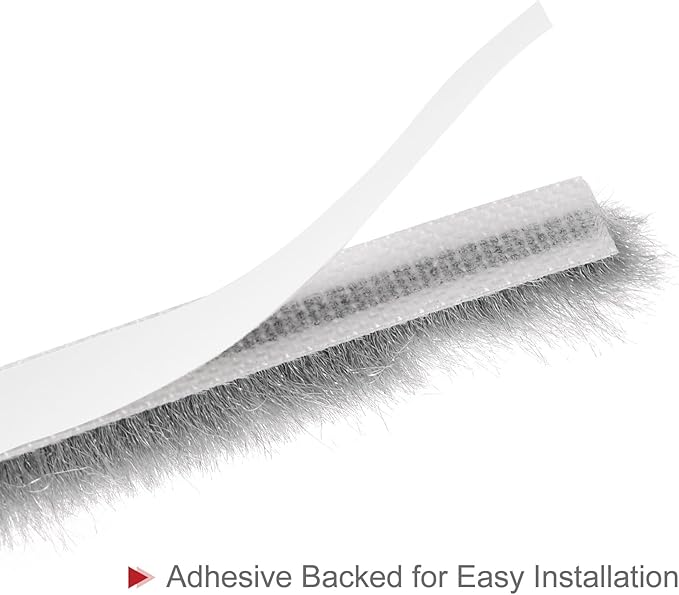 uxcell Weather Stripping Brush, 40ft L x 0.3" W x 0.5" H Self-Adhesive Seal Weatherstrip Sweep Brush Gray for Door Window