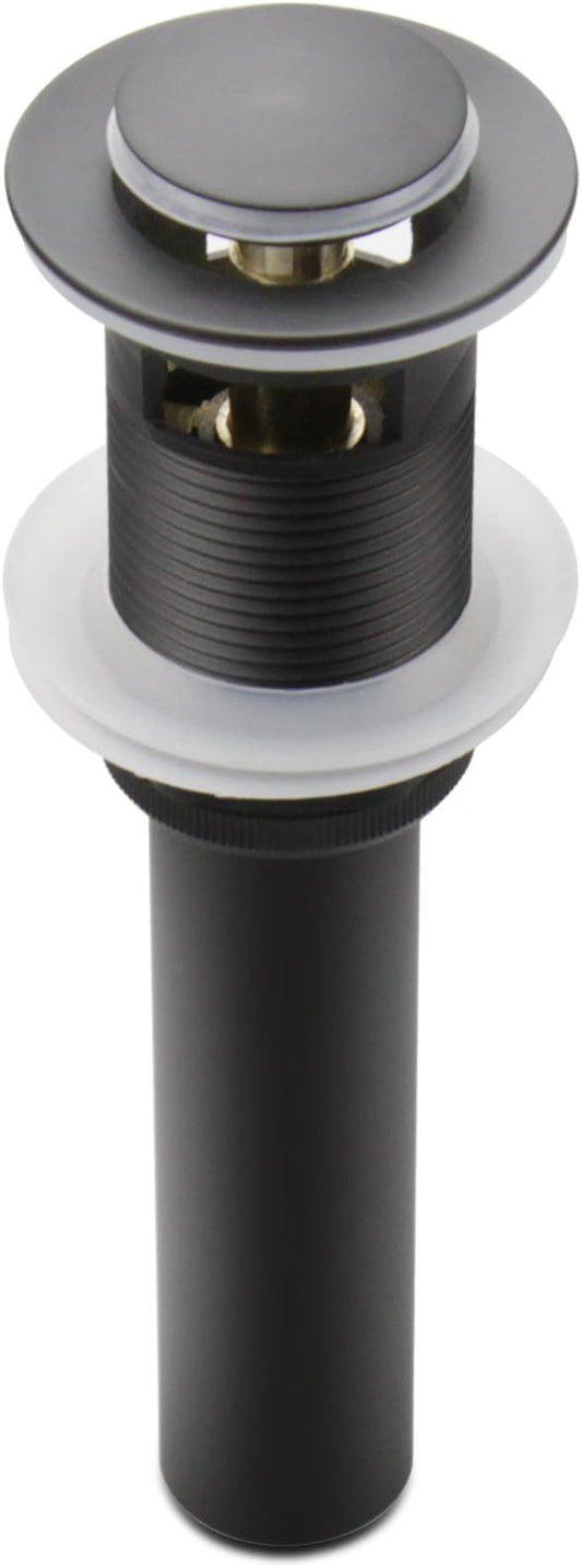 Pop Up Drain Stopper with Overflow, Bathroom Lavatory Vanity Vessel Sink Drain, Black
