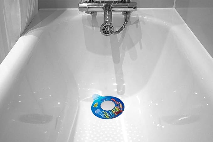 Bathtub Drain Stopper, Silicone Tub Stopper Plug, Universal Bath Drain Cover, Beautiful Coral Reef Illustration, Kids Tots Babies Gift (Blue Whale)