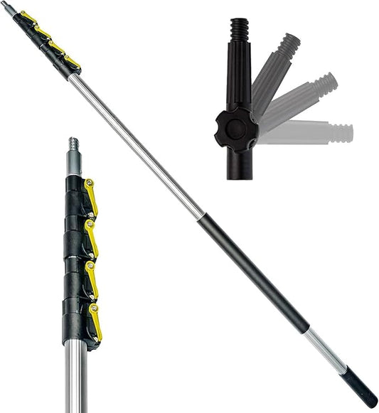 DOCAZOO DOCA Telescoping Pole 7-30 Ft - Extension Pole for Cleaning, Feather Duster, Window Washing Kit, Paint Roller, Window Squeegee - High Reach Extendable Kit for Indoor & Outdoor - Pole Only