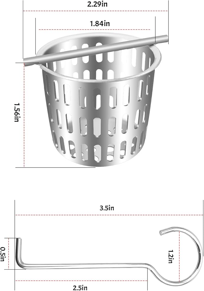 2 Inch Hair and Debris Strainer, Shower Drain Strainer with Lifting Hook, Stainless Steel Debris Basket Shower Drain Catcher, Hair Catcher for Floor Drain