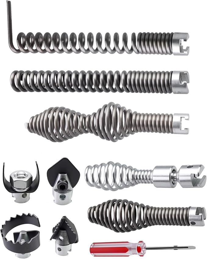 10 PCS Drain Snake Drill Attachment, Drain Cleaner Combination Cutter Head Fit for Rid-gid K400 C4 C6 C7 C8 C9 Drain Cleaner Machine, for 5/8" Drain Snake Cable Heads Tips, Drain Auger Cutter Kit