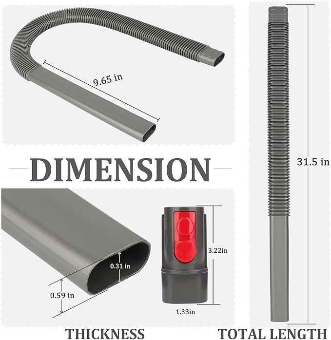 Fullclean Dryer Vent Cleaner Hose Vacuum Attachments for Dyson GEN5 V15 V15s V12 V11 V10 V9 V8 V7 Detect Absolute Cyclone Outsize Slim Vacuum Cleaner Nozzle Crevice Flexible Lint Removal Tool