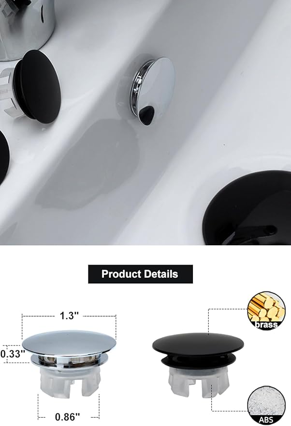 Sink Overflow Ring 2 Pack Brushed Nickel Bathroom Vanity Sink Overflow Cover Insert in Round Trim Cap Brass Material