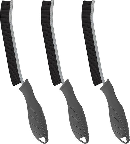 Hard Bristle Crevice Cleaning Brush - Cleaning Supplies - Household Crevice Cleaning Tools - Multi-Purpose Crevice Brushes for Kitchen, Toilet, Window, Vehicle, Faucets, Grout (3, Grey)