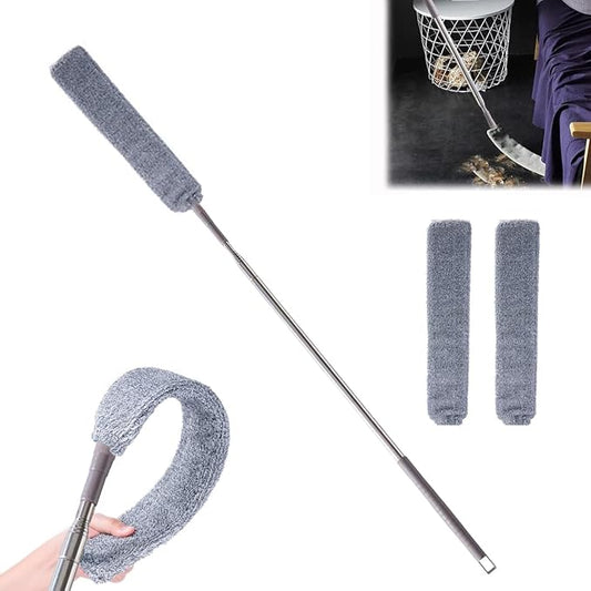 Retractable Gap Dust Cleaner Cleaning Tools with 2 Microfiber Dusting Cloths Long Handle 55inches Washable and Retractable Duster Brush for Cleaning Under Appliances Furniture Couch Fridge