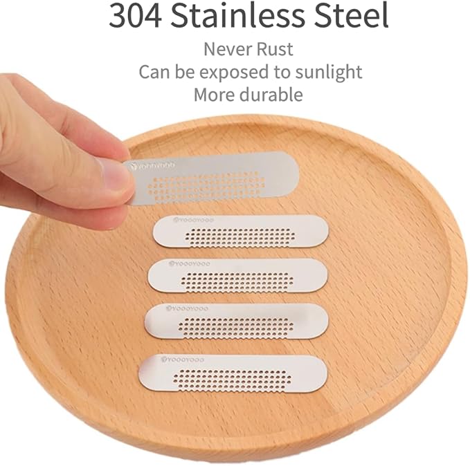 25PCS 304 Stainless Steel More Durable Window Weep Hole Screen Patch Drain Quickly PET Self Adhesive More Sticky & Waterproof (2.36in*0.59in(6cm*1.5cm))