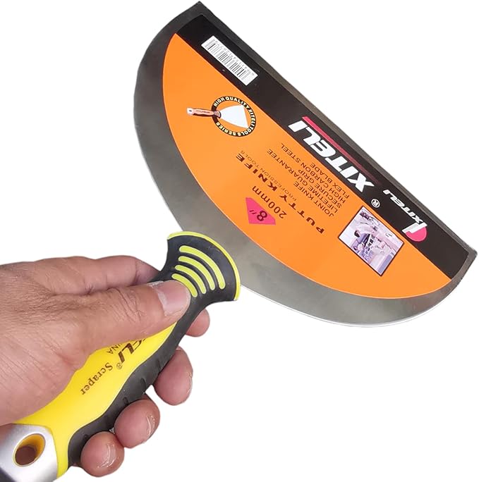 6-Pack Putty Scraper 8" Putty Knives with Plastic Ergonomic Handle for Taping Paint Wall Floor Tile, Metal Spackle Tools Knife,Remover for Wood, Wallpaper Scraper (8")