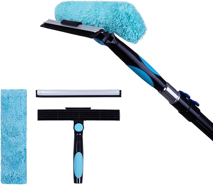 11" Window Squeegee and Microfiber Scrubber 2-in-1 Combo Cleaning Tools (Attachement Only) (1)