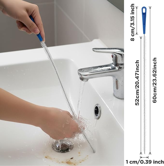2Pcs 23.62Inch Sink Drain Clog Remover Tool, Ymapinc Toilet Shower Sink Snake Drain Brush, Lint Trap Cleaning Tools, Bathroom Bathtub Unclogger for Kitchen Plumbing