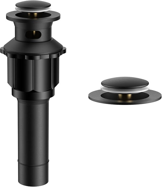 FORIOUS Bathroom Sink Drain with Overflow, Pop Up Drain Assembly with Detachable Basket Stopper, Anti-Explosion and Anti-Clogging Drain Strainer, 304 Stainless Steel, Matte Black
