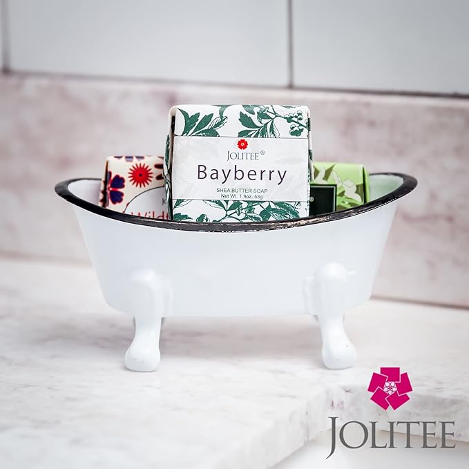 Rustic Enamel 1 Piece 5.5" Metal Clawfoot Mini Bathtub Soap Dish Mini Bath Tub Decoration Clawfoot Tub Soap Caddy White