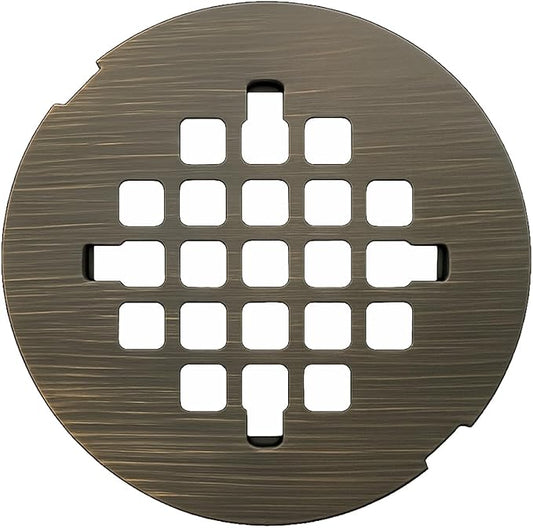 4 ¼” Venetian Bronze Snap-in Shower Drain Cover - Solid Brass Construction - 4.25" OD Drain Strainer - Easy Install - Premium Round Cover - Oil Rubbed Bronze Replacement Grate