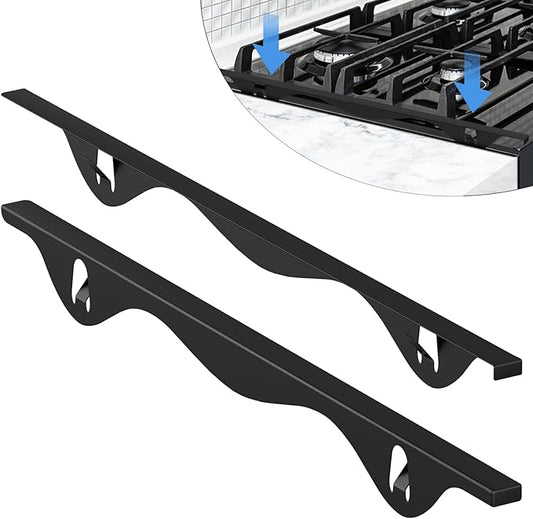 Stainless Steel Stove Gap Covers, 2 PCS Kitchen Stove Counter Gap Filler, Stove Guard Counter Gap Cover Length 25.4" Heat Resistant & Easy to Clean - Black