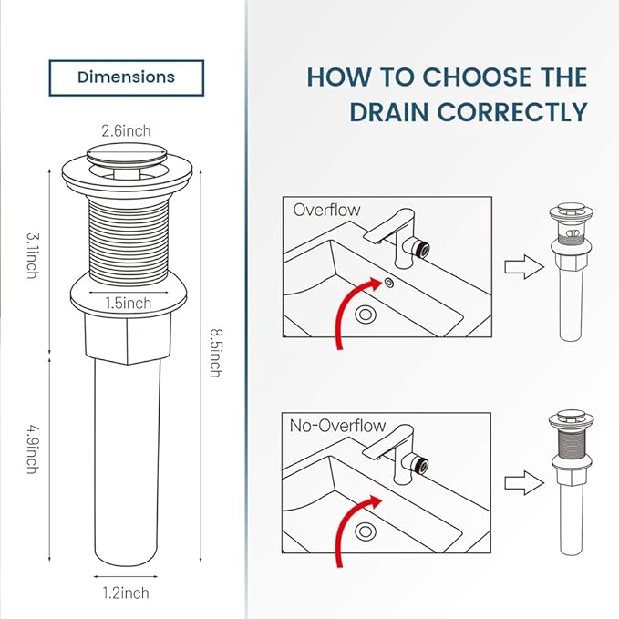 Vessel Sink Drain, Bathroom Faucet Vessel Sink Pop Up Drain Stopper Without Overflow Brushed Nickel, Built-in Anti-Clogging Strainer,Fits Standard American Drain Hole1-1/2 to 1-3/4",R085B-BN