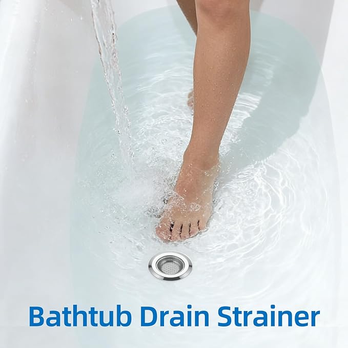 Bathtub Drain Strainer，2.87 inch Bathtub Floor Shower Hair Drain Catcher Cover, Stainless Steel Bathroom Sink Strainer Filter Basket for Bathroom Sink, Wash Basin