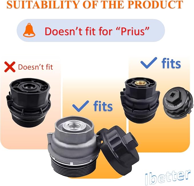 Heavy Duty Oil Filter Wrench for Toyota,Lexus,RAV4,Camry,Tundra,Highlander,Sienna,Cruiser,Venza-Filter Cap Removal Socket Tool for 2.5-5.7L Engines with 64mm Cartridge Style Oil Filter Housings