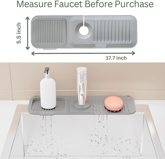 Kitchen Sink Splash Guard 5° Sloped, Silicone Draining Mat for Kitchen Sink, Faucet Mat For Kitchen Sink, Silicone Sink Splash Guard From Luxury Lineup
