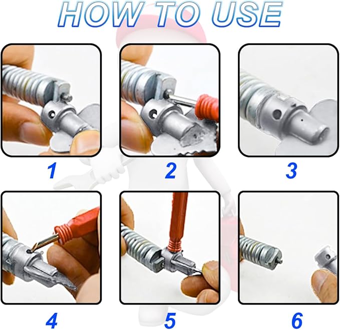 7 Pcs Drain Cleaner Combination Cutter Head Set 16mm Drain Snake Drill Attachmet Drain Snake Attachment for Pipeline Dredging Machine