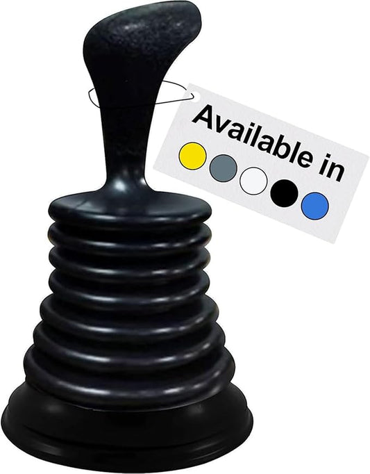 Meadow Lane Small 7" Sink Plunger - Mini Clog Remover for Kitchen & Bathroom Sink Drains - Hand Ergonomic, Space-Saving & Powerful Suction - Universal Fit for Home or Commercial Use, Black