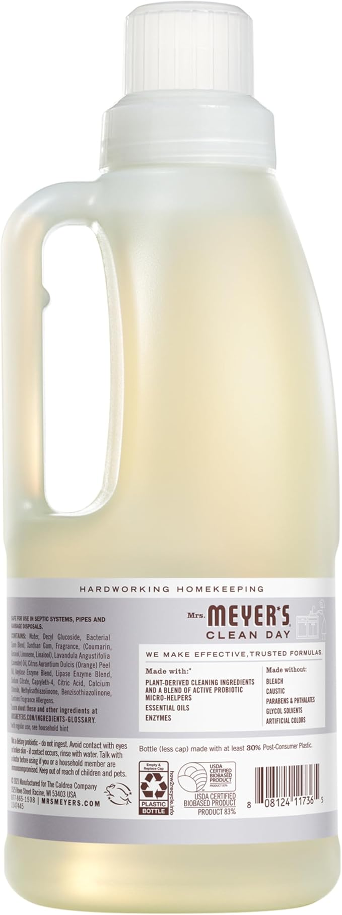 MRS. MEYER'S CLEAN DAY Probiotic Drain Maintenance Liquid, Lavender, Freshens Disposals and Drains, 32 Fl Oz
