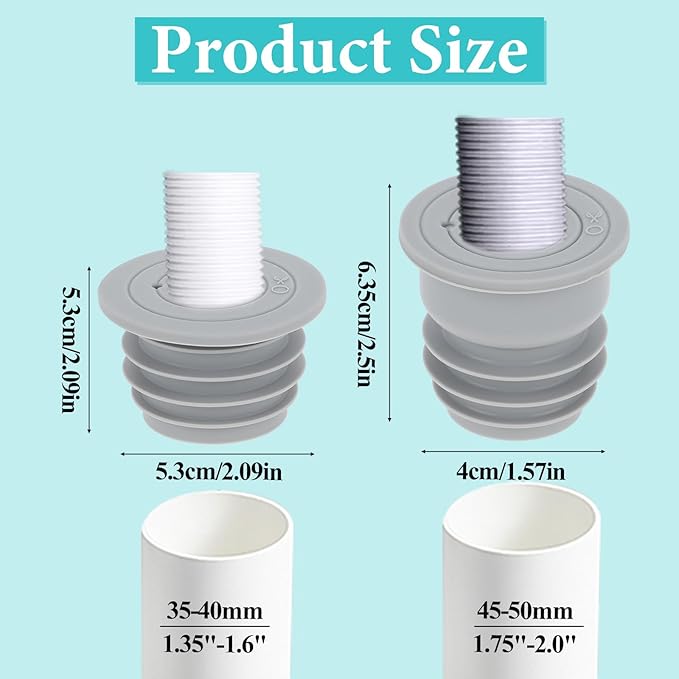 2 Pcs Drain Pipe Silicone Seal Plug Drain Sewer Deodorant Cover Washing Machine Drain Pipe Seal Plug Floor Drain Anti-Odor Silicone Plug for Kitchen Bath Washing Machine Drain