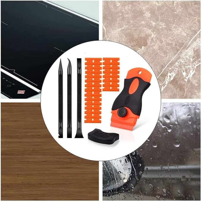 20PCS Plastic Razor Blades, 3 Kinds of Two-Way Scratch-Free Scrapers for Car Wrapping, Window Glass, Label & Glue Removal