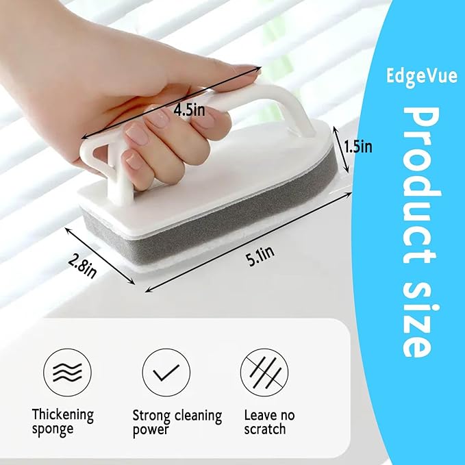 Handle Bathtub Sponge Scrubber, Scrub Brushes for Cleaning Bathroom Scouring Pad Sponge, Non-Scratch Remove Soap Scum, Kitchen, Pool, Tub, Shower Tile