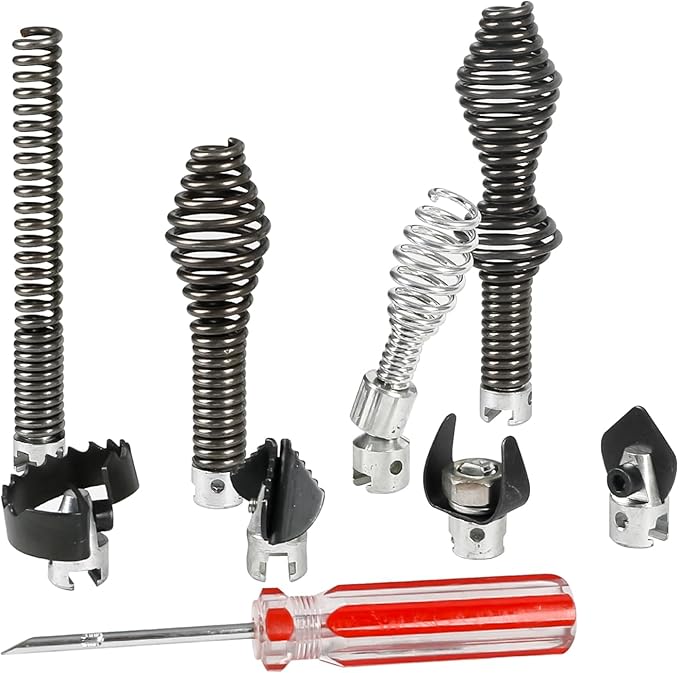 10PCS Drain Cleaning Kit for RID-GID Sectional Drain Cables – Heavy Duty Cutters & Augers Compatible with K-400, C-4, C-6, C-7, C-8, C-9 Machines - for 5/16", 3/8" & 5/8" Cables