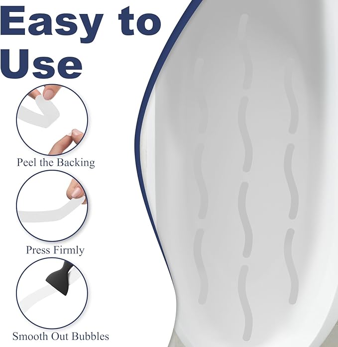 28 PCS Shower Floor Non Slip Stickers with Strong Adhesive, Invisible & Durable Anti Slip Shower Stickers with Scraper for Bath Tub, Pools and Stairs(Clear,Wavy)