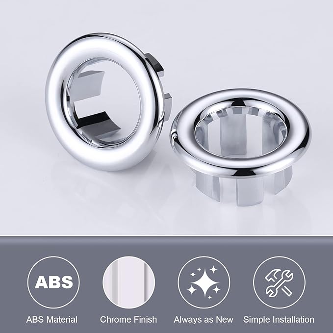 ARCORA 6 Pack Sink Overflow Ring, Bathroom Kitchen Sink Basin Trim Overflow Cover Hole Insert Cap Chrome