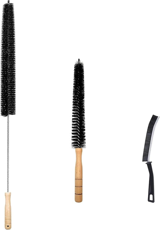 3PCS Crevice Gap Cleaning Tool Kit Brush Dryer Lint Brush Vent Cleaner 27 inch Refrigerator Condenser Coil Cleaning Brushes & Hard Bristle Crevice Cleaning Brush for Household Use