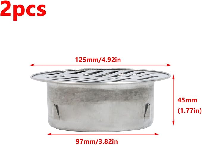Antrader 2Pcs Round Floor Drain Cover,3.82 Inch Stainless Steel Floor Drain,Sewer Drain Cover for Outdoor Yard Pipe Roof Balcony,Silver Tone