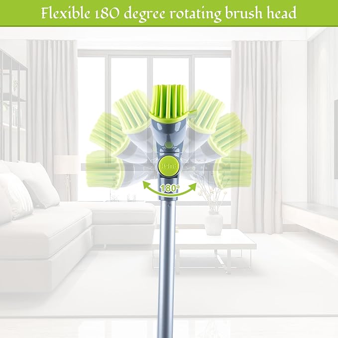 Rubber Broom Carpet Rake for Pet Hair Remover, Fur Remover Broom with Squeegee, Portable Detailing Lint Remover Brush, Pet Hair Removal Tool for Fluff Carpet, Hardwood Floor, Tile, Window (grey&green)