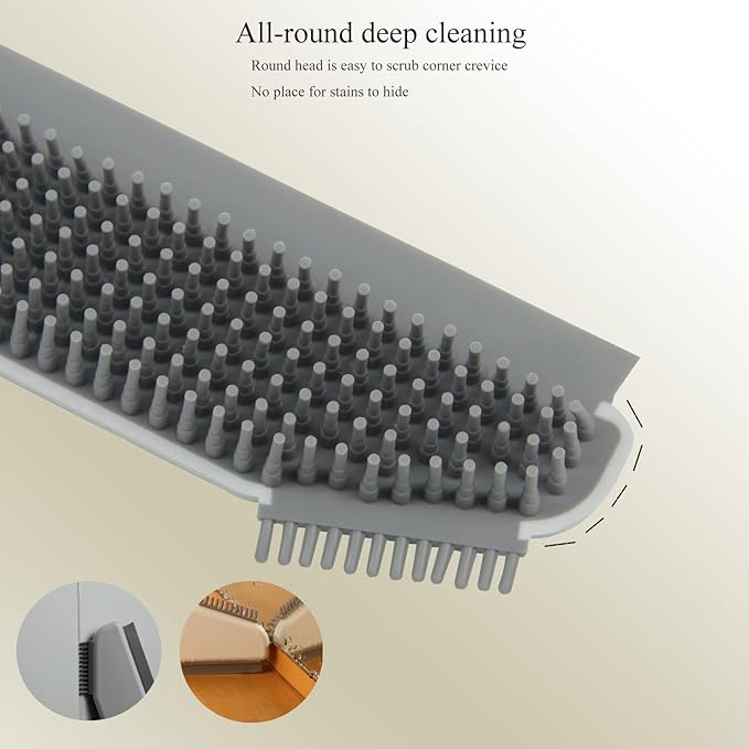 Multifunctional Cleaning Brush 2 Pcs Silicone Cleaning Brush Small Crevice Brush Scraper Brush Cleaner Kitchen Sink Squeegee Bathroom Countertop Floor Window Mirror Bathtub (White)