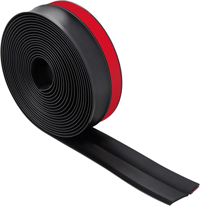 VEVOR Garage Door Seal Top and Sides Seal Strip, 20 FT Universal Weather Stripping Replacement Soft and Hard Composite, Weatherproofing Garage Door TPE Seals with Adhesive Backed and Screws, Black