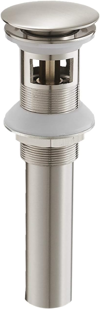 BWE Bathroom Sink Drain Bathroom Faucet Vessel Vanity Sink Drain Stopper with Overflow Brushed Nickel Fits Bathroom Standard Sink Hole 1-1/2" to 1-3/4"