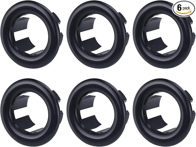 6 Pack Sink Overflow Ring Black, ARCORA Bathroom Kitchen Sink Basin Trim Overflow Cover Hole Insert Cap