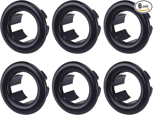6 Pack Sink Overflow Ring Black, ARCORA Bathroom Kitchen Sink Basin Trim Overflow Cover Hole Insert Cap